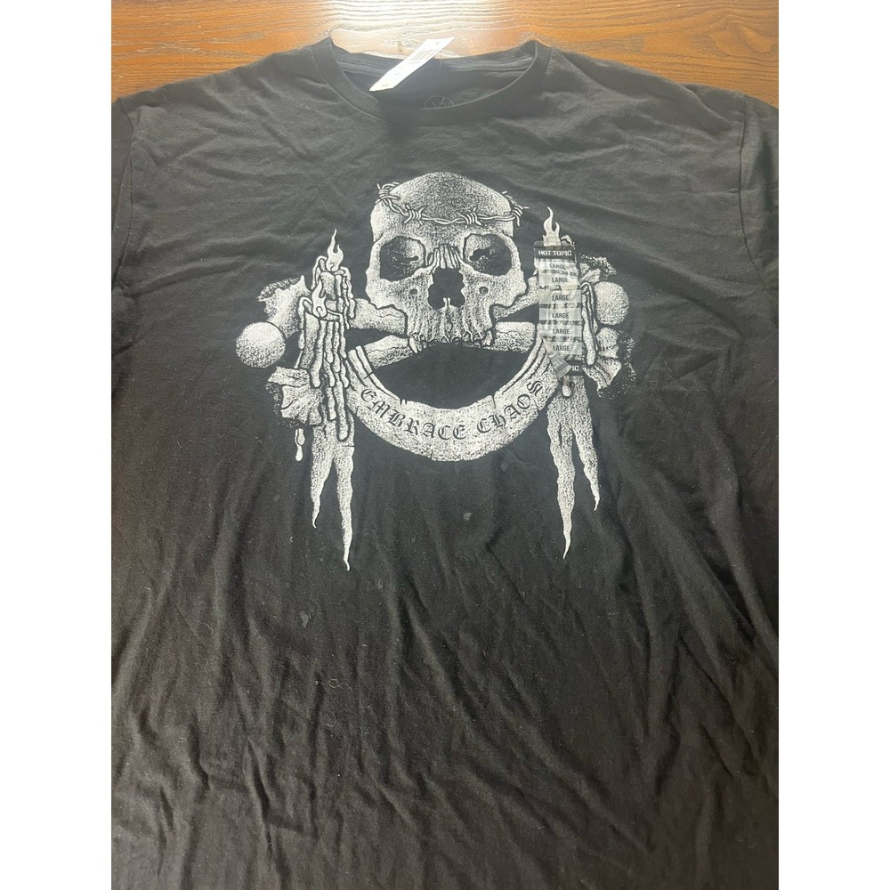 NEW Dylan Garrett Smith EMBRACE CHAOS Black Skull TShirt TEE SIZE Large Cotton